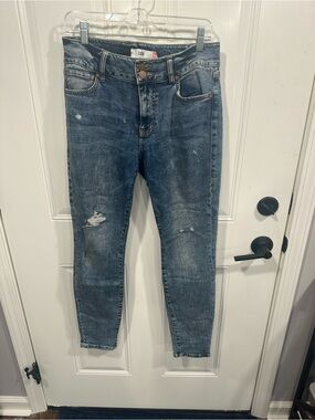 CAbi Women's Dark Blue Distressed Skinny Jeans